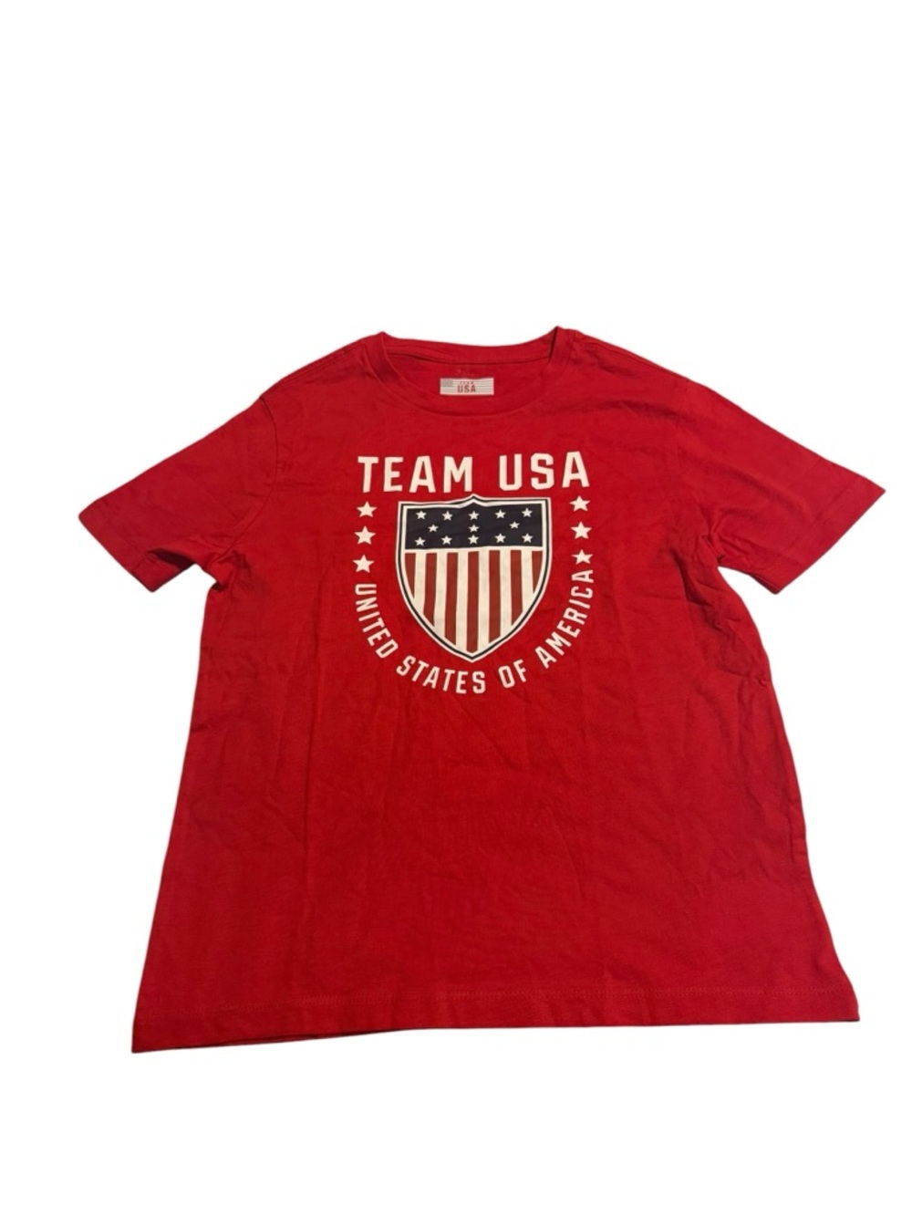 Team USA Soccer T-Shirt Youth Medium Red Patriotic USA Shield Graphic Tee Cotton
